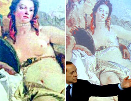 Берлускони велел замазать обнаженную грудь на шедевре XVIII века
