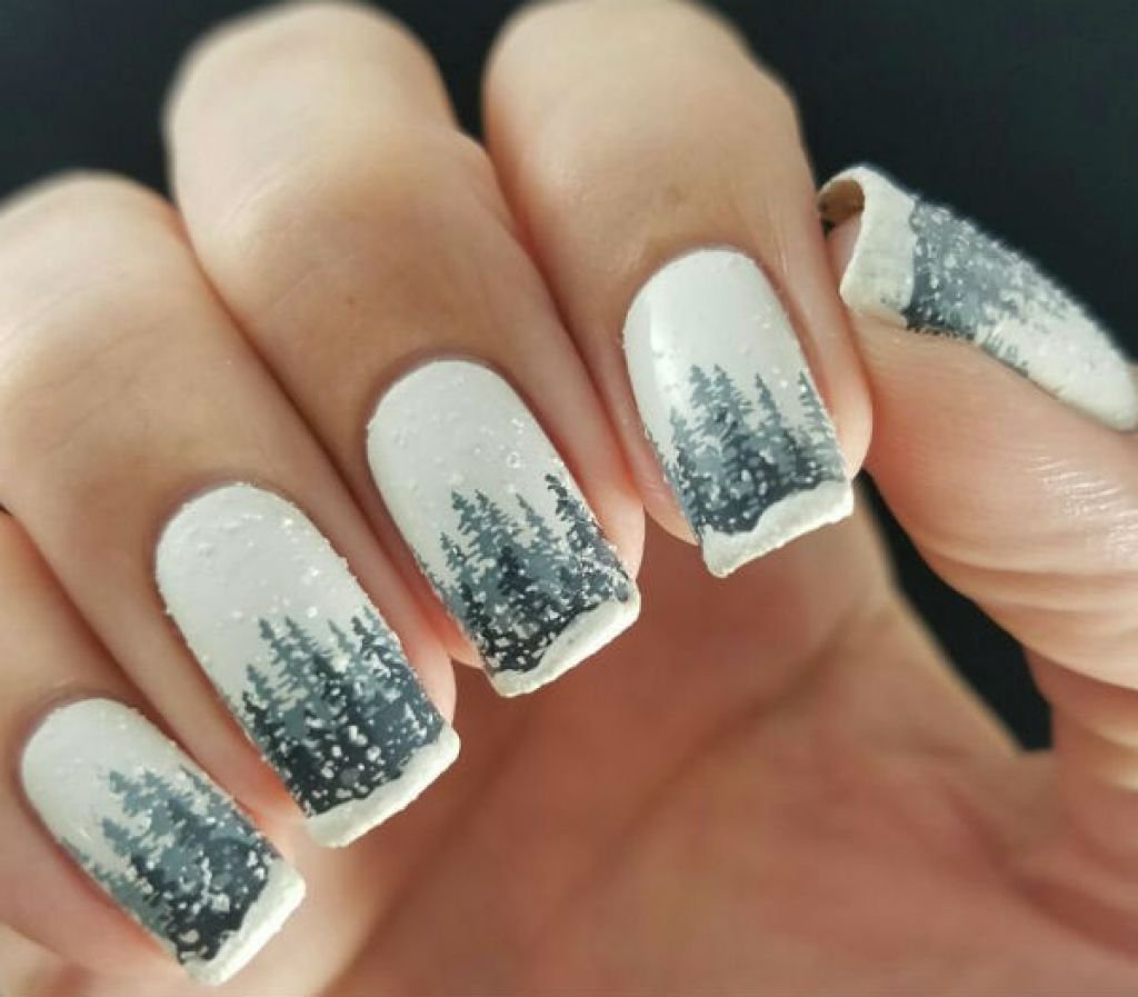 Ногти Дизайн Зима Белые