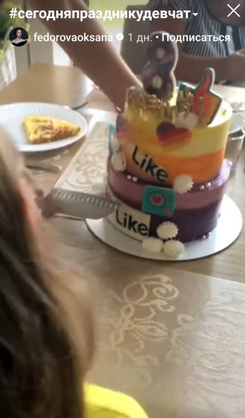 Торт на дне рождения дочки Оксаны Фëдоровой