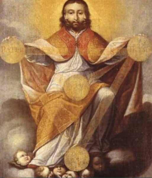 Икона «Святая Троица» колумбийского художника Грегорио Васкеса де Арсе-и-Себальоса. 1697 год