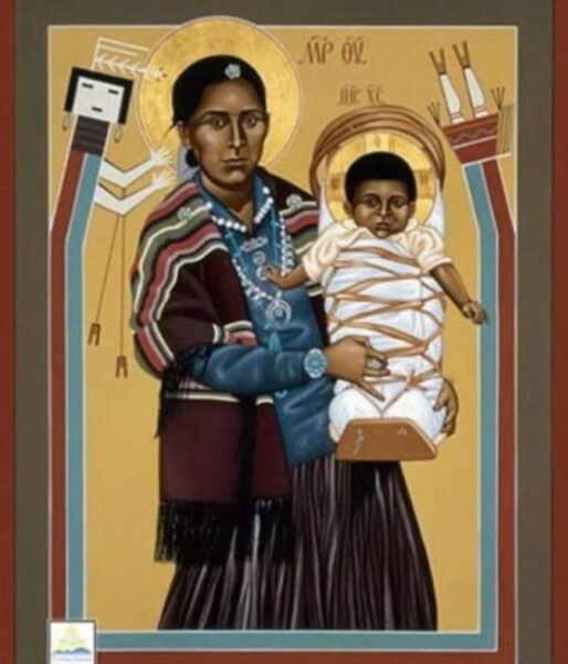 Мадонна с Иисусом на руках. Ииндейское племя Навахо, США, Нью-Мексико
