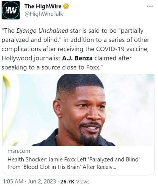 В Голливуде и соцсетях ходят слухи, что актера Джейми Фокса разбил паралич – плюс он ослеп