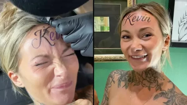 Блогерша из Англии сделал татуировку на лбу с именем своего бойфренда