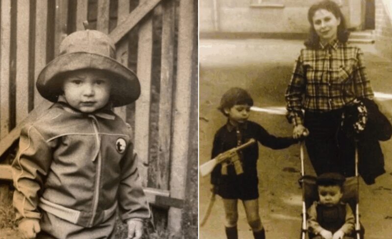 Юный Павел с мамой и старшим братом Александром