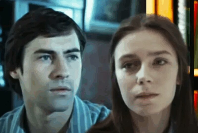 Елена Сафонова и Виталий Юшков на съемках картины «Семья Зацепиных» 1977 года