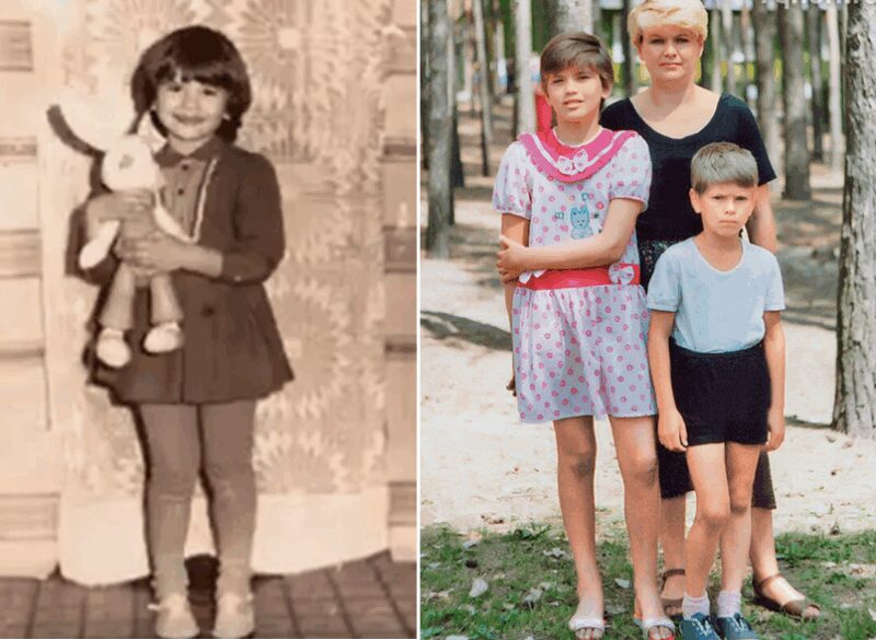 Юлия Галкина с мамой и братом в детстве