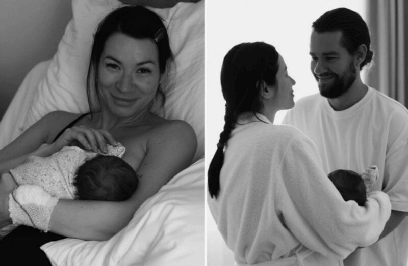 Ида Галич с мужем и новорожденой дочкой