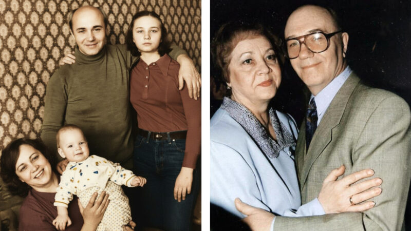 Леонид Куравлёв с семьёй: женой Ниной и детьми.