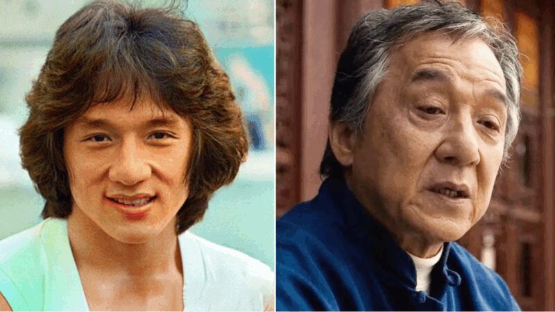 Джеки Чан на пике своей карьеры, демонстрируя уникальный стиль.