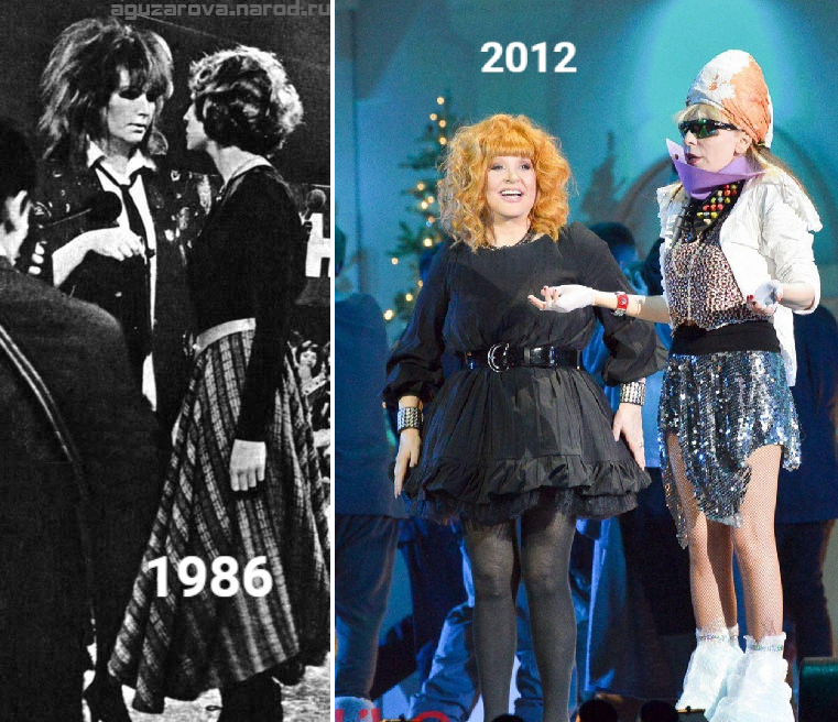 Жанна Агузарова и Алла Пугачева в 1986 и 2012 гг
