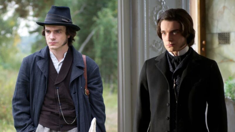 Актер Максим Матвеев в шляпе в кадрах из сериала "Бесы"