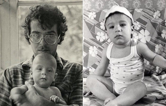 Иван Ургант в детстве с отцом.