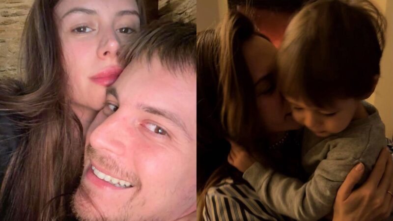 Актеры Диана Пожарская и Иван Янковский на совместном фото, Диана Пожарская обнимает сына