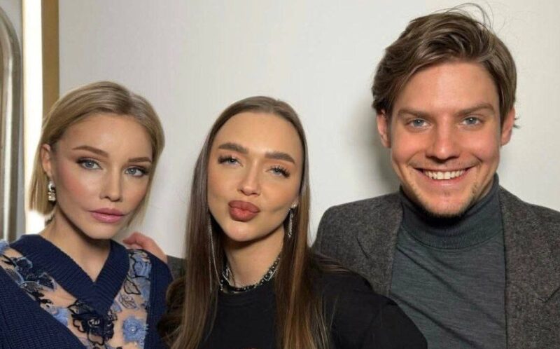 Марина Зудина, Павел Табаков и его спутница на крестинах Мии