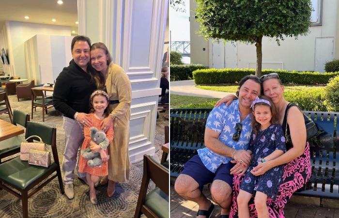 Оксана Баюл с бывшим мужем и дочкой.