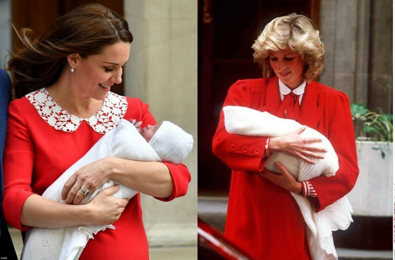 Принцесса Диана с новорожденным Гарри в 1984 году