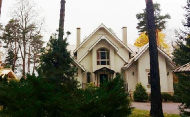 Гостиная с массивным кожаным диваном и камином — сердце семейных вечеров.