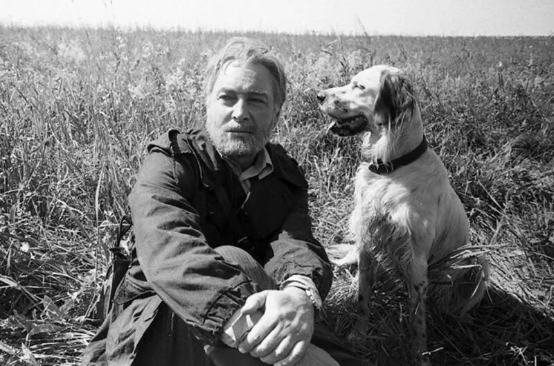 Вячеслав Тихонов и Стёпка на съемочной площадке фильма.