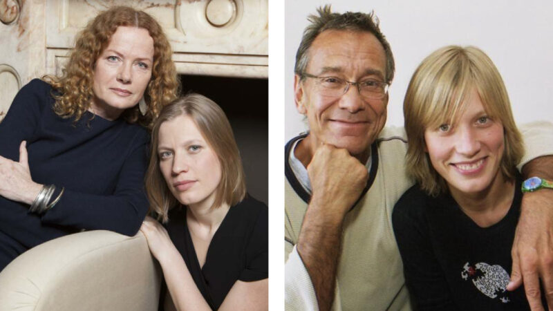 Ирина Бразговка с дочкой и Андрей Кончаловский с дочерью Дашей