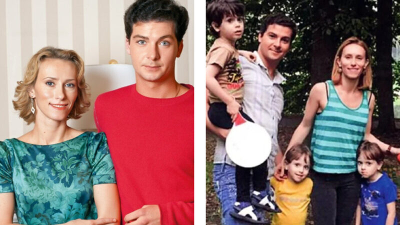 Мария Болтнева с Георгием Лежавой и сыновьями-тройняшками