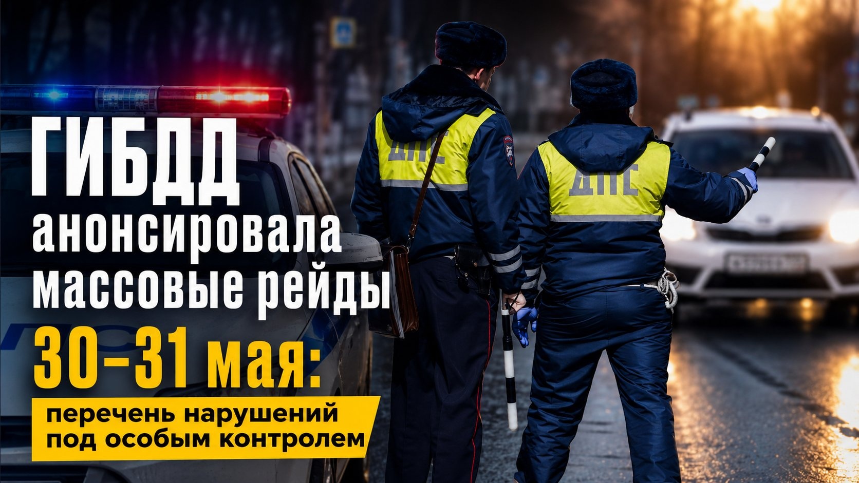 ГИБДД анонсировала массовые рейды 30–31 мая: перечень нарушений под особым контролем