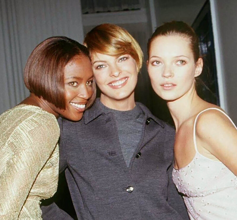 Наоми Кэмпбелл, Линда Евангелиста и Кейт Мосс на показе Marc Jacobs, 1996 год