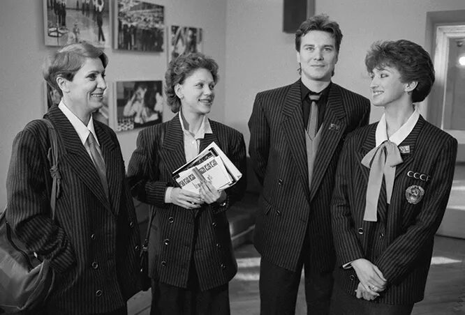 На проводах в Калгари: Алла Капранова, Кира Иванова, Сергей Пономаренко, Марина Климова, 1988 год