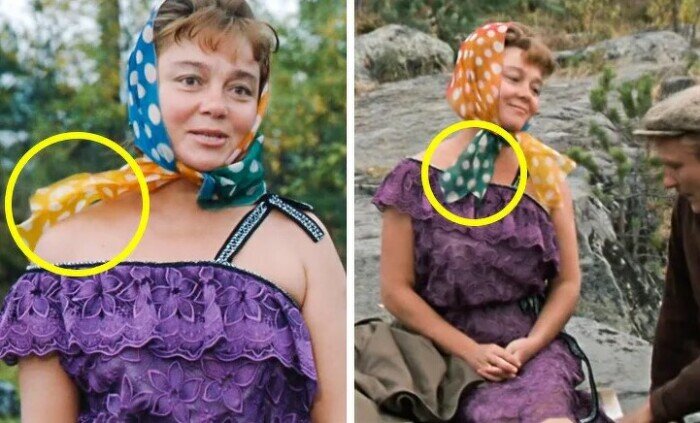 Разные узлы на платке Надежды в сцене примирения.