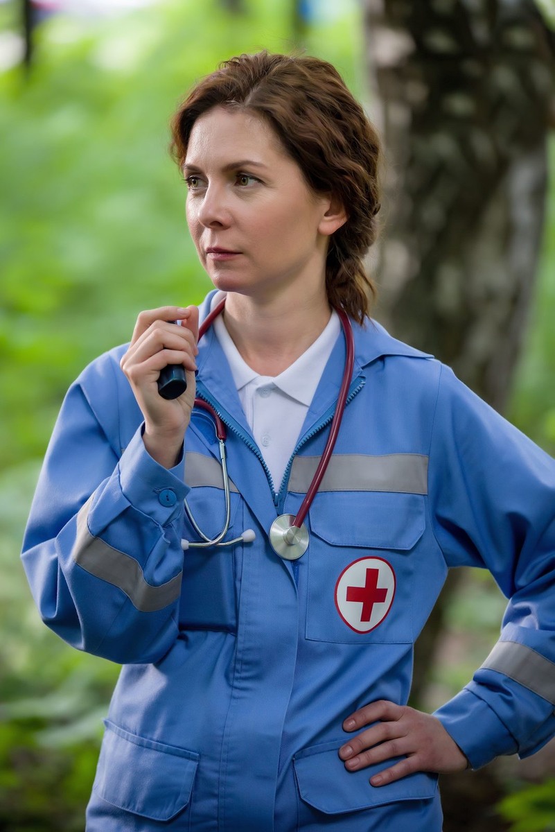 Екатерина Федулова на съёмках сериала «Скорая помощь»