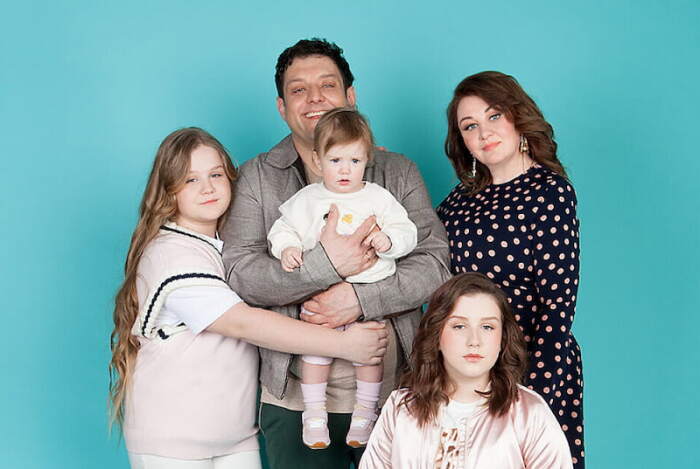 Михаил Полицеймако со второй женой Ларисой и дочерьми