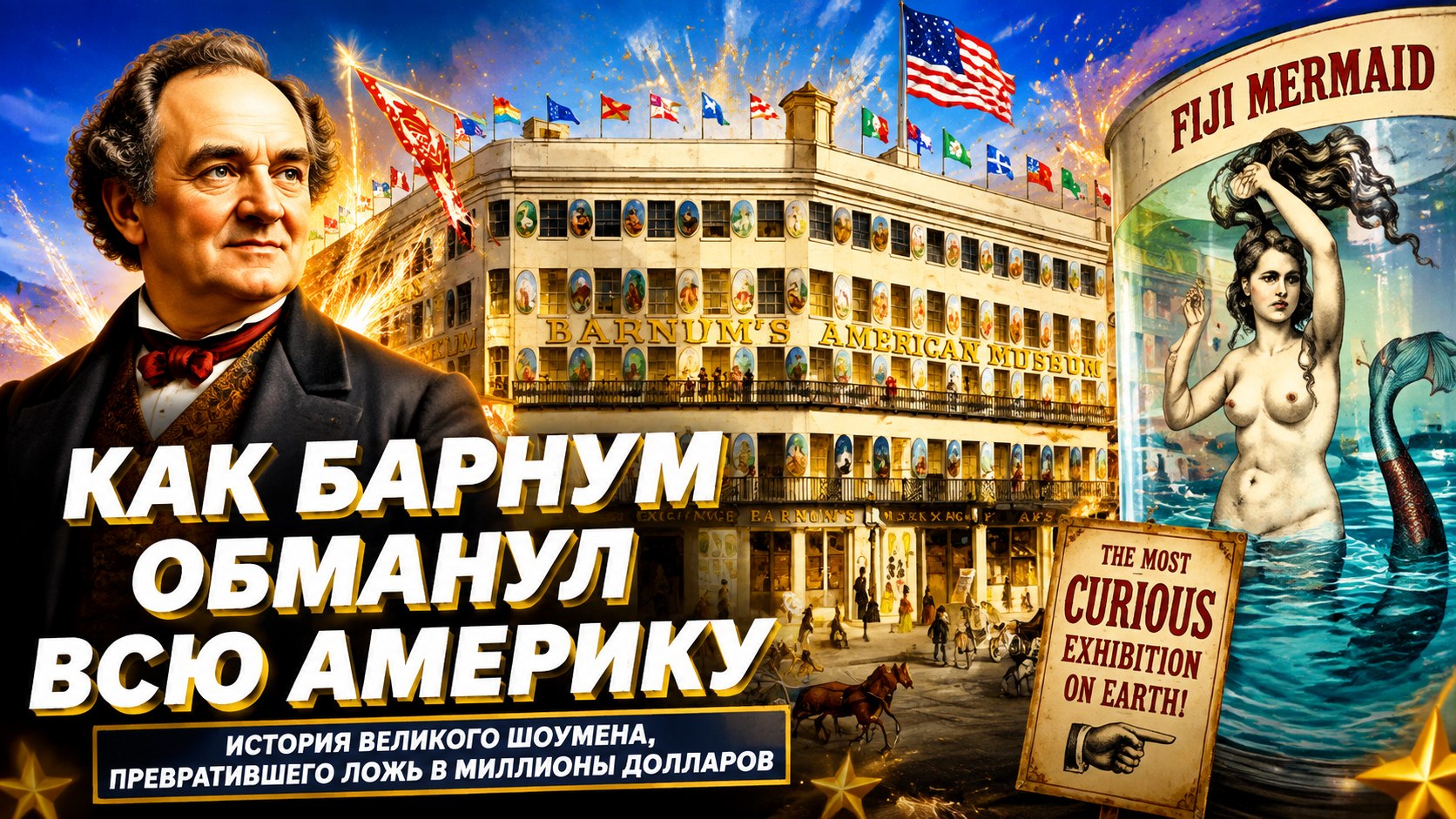 Пять кирпичей, «няня Вашингтона» и фальшивая русалка: как Финеас Барнум зарабатывал миллионы на шоу и скандалах