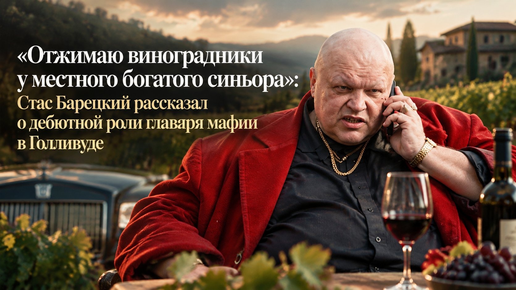 «Отжимаю виноградники у местного богатого синьора»: Стас Барецкий рассказал о дебютной роли главаря мафии в Голливуде