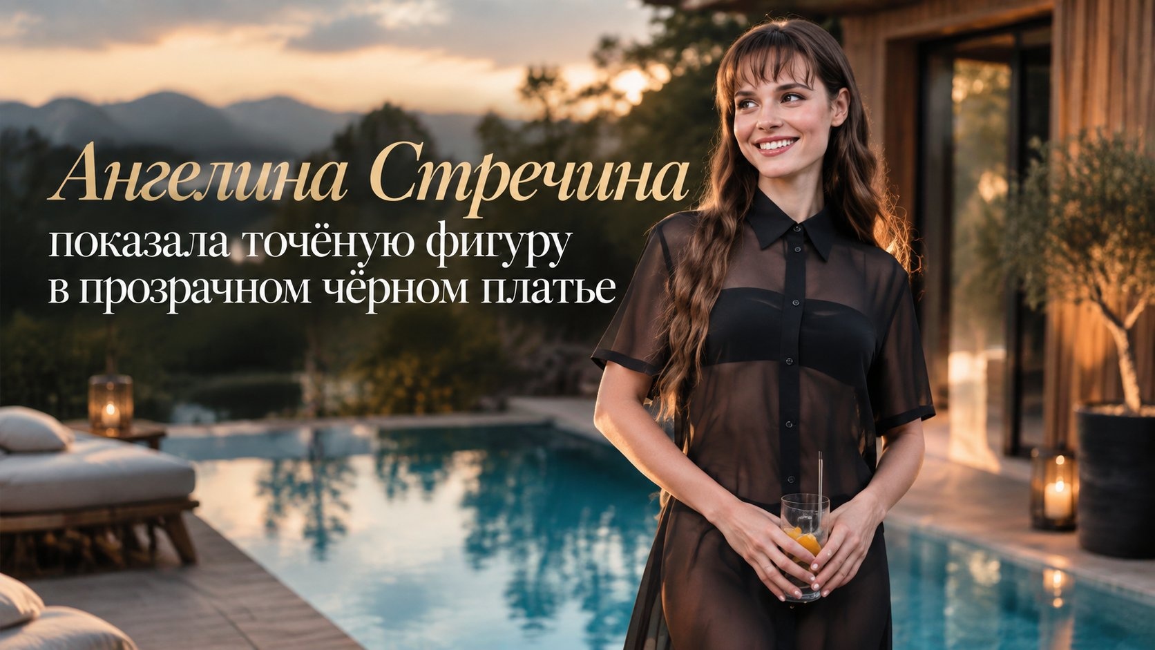 Ангелина Стречина показала точёную фигуру в прозрачном чёрном платье