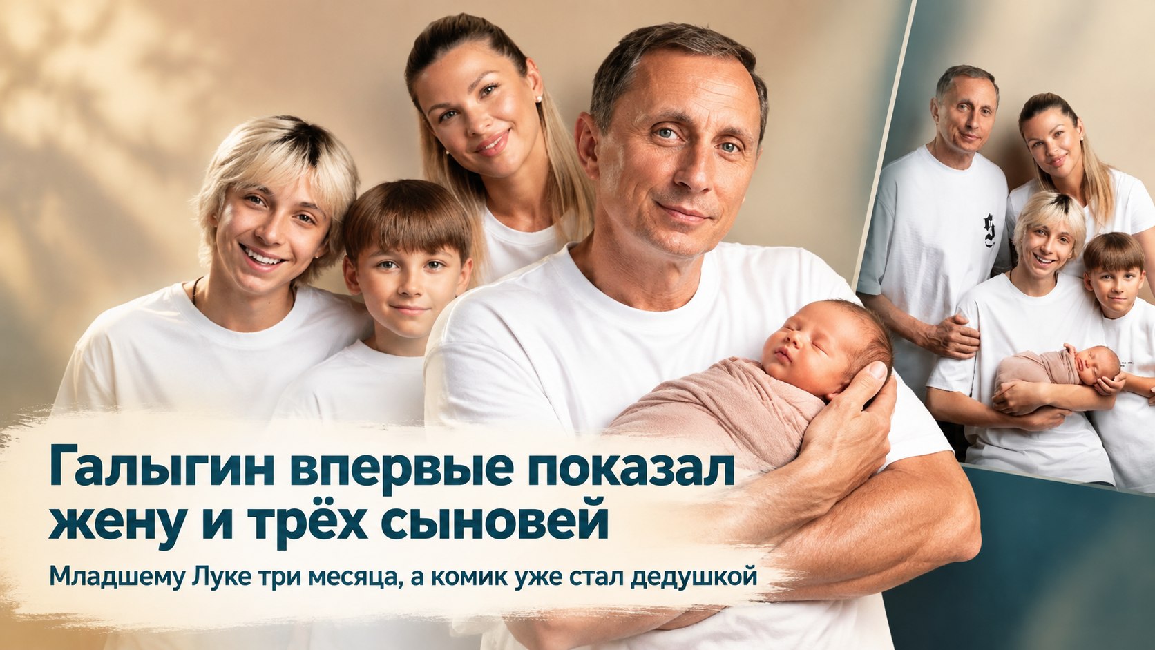 Луке три месяца, а Галыгин уже дедушка: первое фото с женой и тремя сыновьями