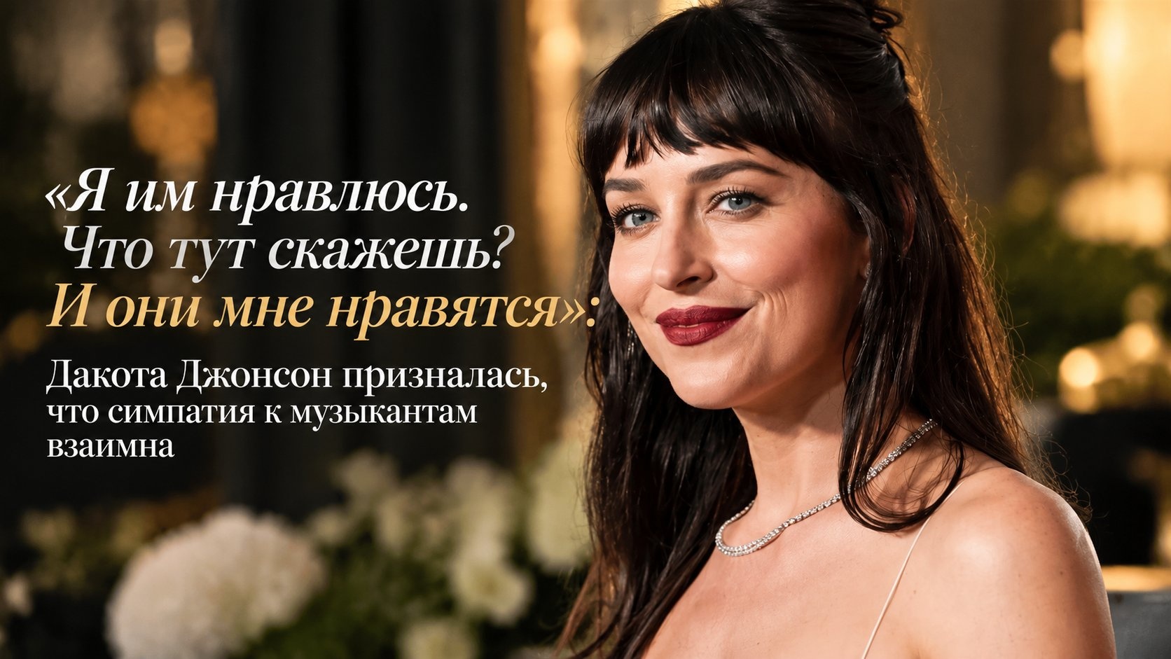 «Я им нравлюсь. Что тут скажешь? И они мне нравятся»: Дакота Джонсон призналась, что симпатия к музыкантам взаимна